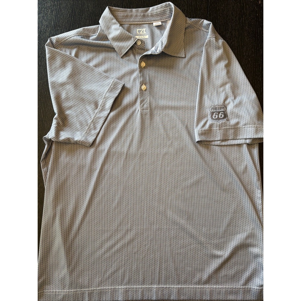 Cutter & Buck CB DryTec Light Blue Wave Pattern Phillips 66 Polo Mens L